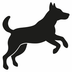 black dog isolated on white, dog vector illustration, animal vector art, dog silhouette, dog vector icon, dog jumping cartoon line art, eps