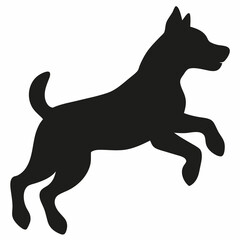 black dog isolated on white, dog vector illustration, animal vector art, dog silhouette, dog vector icon, dog jumping cartoon line art, eps
