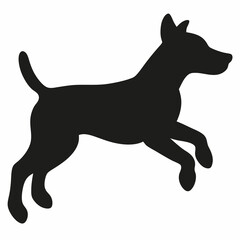 black dog isolated on white, dog vector illustration, animal vector art, dog silhouette, dog vector icon, dog jumping cartoon line art, eps