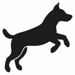 black dog isolated on white, dog vector illustration, animal vector art, dog silhouette, dog vector icon, dog jumping cartoon line art, eps