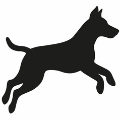 black dog isolated on white, dog vector illustration, animal vector art, dog silhouette, dog vector icon, dog jumping cartoon line art, eps