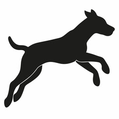 black dog isolated on white, dog vector illustration, animal vector art, dog silhouette, dog vector icon, dog jumping cartoon line art, eps