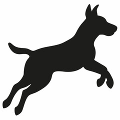 black dog isolated on white, dog vector illustration, animal vector art, dog silhouette, dog vector icon, dog jumping cartoon line art, eps