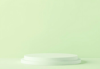 Minimal pedestal showcase stand mockup for product presentation. Pastel green background