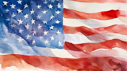 watercolor a american flag