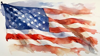 watercolor a american flag