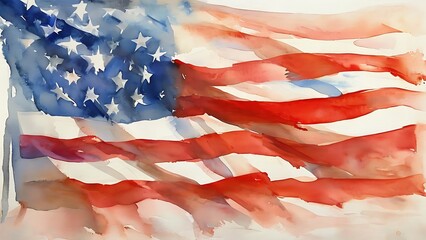 watercolor a american flag