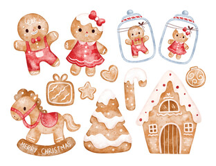 Watercolor Illustration Set of Christmas Cookies