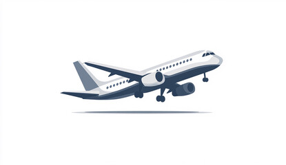 Minimalistic grey and white vector airplane logo design.