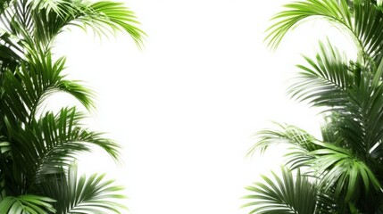 Tropical Seclusion - A Palm Garden in Full Bloom Isolated on a White Background with Ample Copy Space.