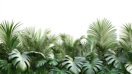 Obraz premium Tropical Seclusion - A Palm Garden in Full Bloom Isolated on a White Background with Ample Copy Space.