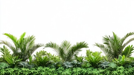 Obraz premium Tropical Seclusion - A Palm Garden in Full Bloom Isolated on a White Background with Ample Copy Space.