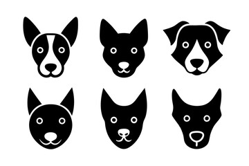 Set of dog head icons silhouette vector art illustration

