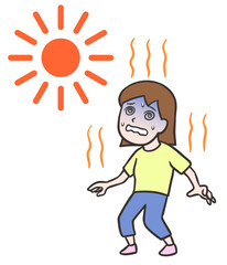 暑さで熱中症になり立ちくらみを起こした若い女性