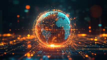 Obraz premium Global Network Connection - Digital Earth