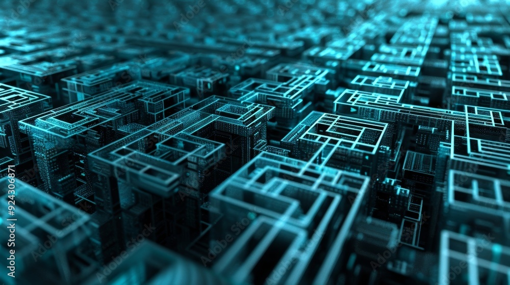 Poster an abstract geometric pattern that mimics the intricate webbing of bionic circuits
