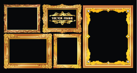 Golden of frame photo set