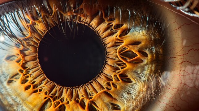 Ultra-realistic close-up of a human eye with intricate details of the iris, ultra-sharp and clear