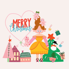 Vector of a party, set of christmas icons, christmas greeting card, Set of Christmas element , cute stickers, Christmas tattoo, 2025, happy Christmas, cute bear	
