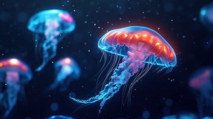 Glowing Jellyfish in the Ocean Depths