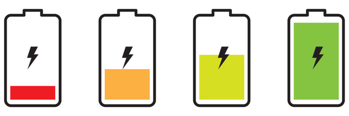 battery charging bars vector design in full state and drain state illustration
