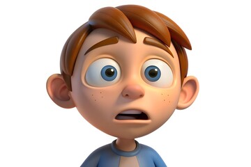 Obraz premium 3D Cartoon Boy with a Surprised Expression