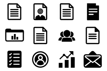 Business icons set silhouette vector art illustration
