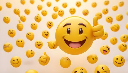 Fototapeta premium 3d yellow emoji with thumbs up