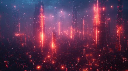 Fototapeta premium Futuristic Cityscape with Neon Lights