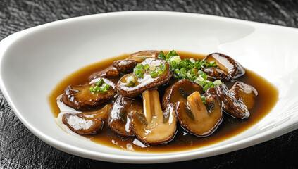 A bowl of braised shiitake mushrooms