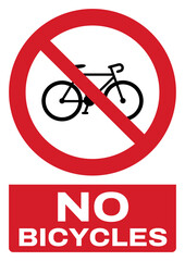 ISO prohibition safety signs_no bicycles tex variation portrait size a4/a3/a2/a1	
