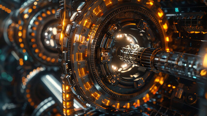 Abstract Industrial Factory with Dense Network of Metal Gears and Intricate Mechanical Parts