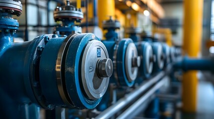 Fototapeta premium High Pressure Pumps Propelling Seawater in Desalination Plant
