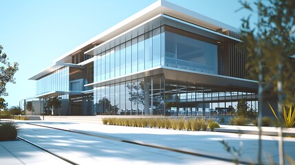 Obraz premium house with a sleek, minimalist design characterized by clean lines and a harmonious blend of materials. Large windows and open spaces create a sense of lightness and connectivity with the outdoors