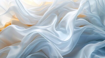 Obraz premium Flowing white fabric with delicate folds and soft light.