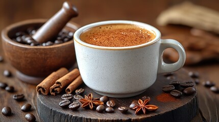 Aromatic Coffee Cup with Spices