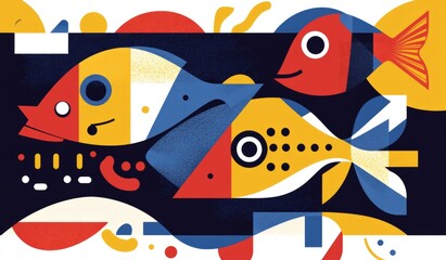 Flat illustration of modern fish.