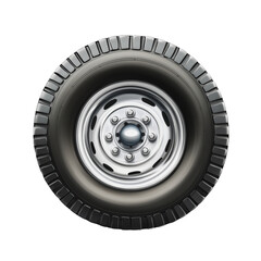 PNG Close-up of a new vehicle tire showing detailed tread pattern and shiny alloy rim under bright light