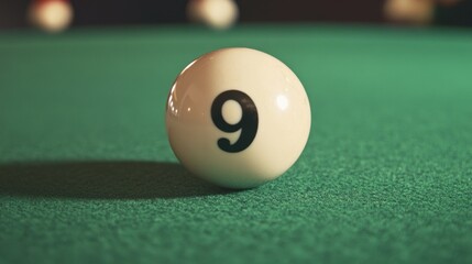 Pool Ball Nine on Green Felt