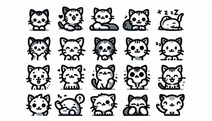 Obraz premium cute cat emoji set