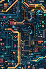 Seamless electronic circuit board pattern in computer technology illustration design
