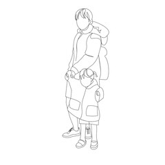 コートを着たママと2歳くらいの女の子