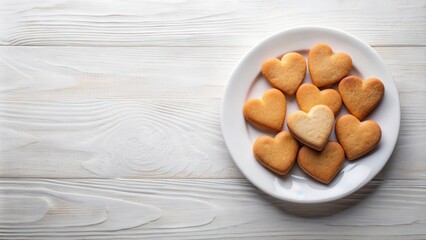 Heart shaped cookies arranged beautifully on a white plate, heart, shaped, cookies, love, romantic, valentine's day, dessert