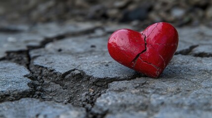 Obraz premium Broken Red Heart on Cracked Ground