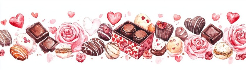 A beautiful arrangement of chocolates, cookies, and roses, perfect for romantic occasions and sweet celebrations.