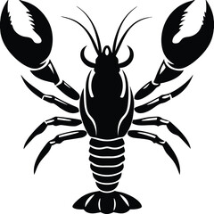 Black Silhouette of a Lobster for Seafood and Marine Life Themes