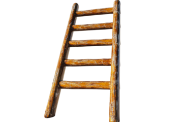 PNG Rustic wooden ladder standing upright against a plain background