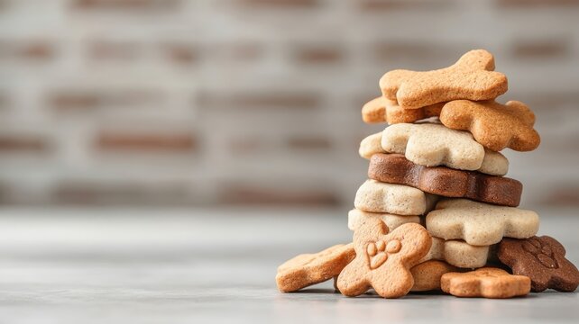 Stacked paw-shaped dog treats with handmade look