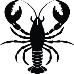 Black Silhouette of a Lobster for Seafood and Marine Life Themes
