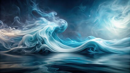 Obraz premium Abstract artistic photo of wind and water swirling together with smoke and silk fog background, wind, water, swirling, smoke